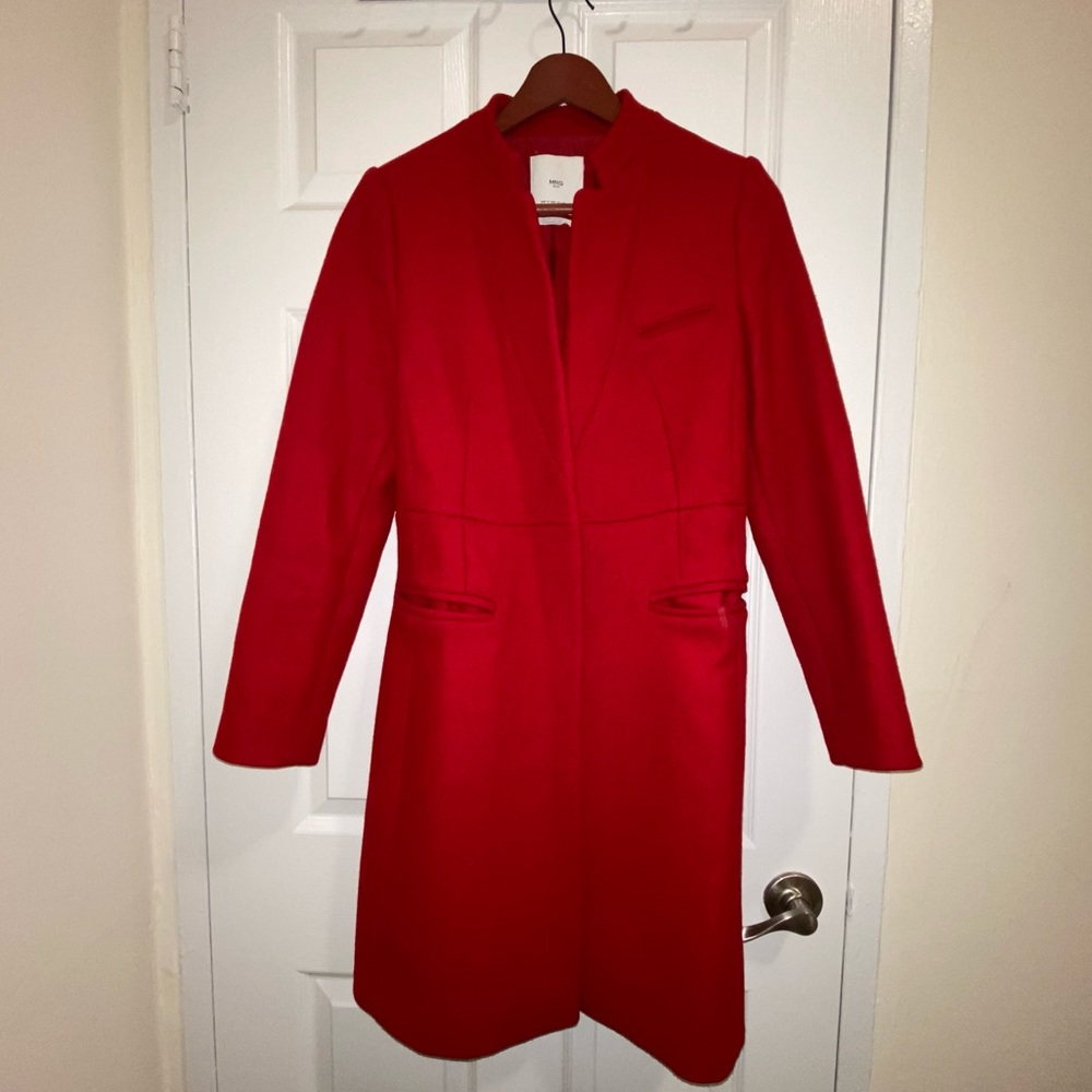 Mango MNG Suit Red Tessuto Italiano Wool Two Button Coat (Women XS)